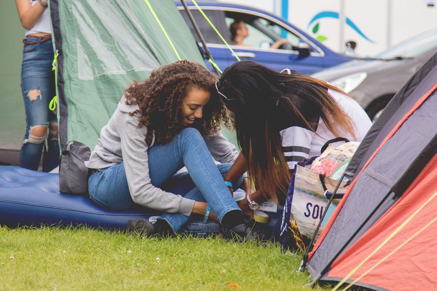 Girls chatting at Newday